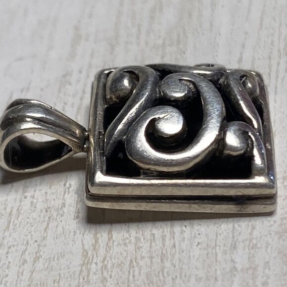 Silver Signed Barse Square Filigree Pendant - Picture 6 of 9